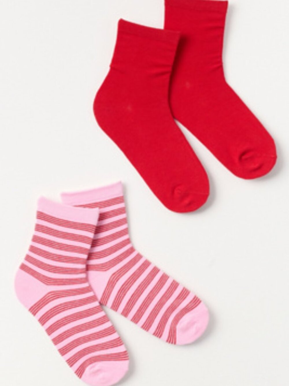Anthropologie Striped and Solid crew socks (red/pink striped) New
